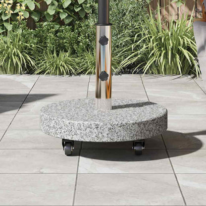 Parasol Base 29.8kg Grey Granite and Stainless Steel Round