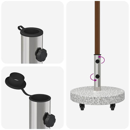 Parasol Base 29.8kg Grey Granite and Stainless Steel Round