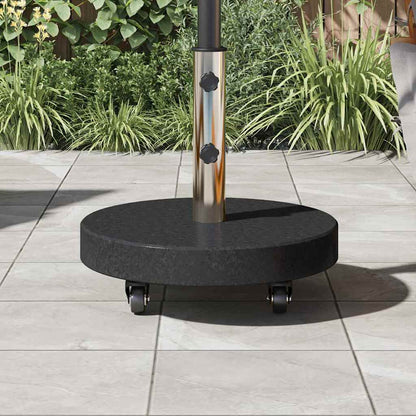 Parasol Base 30kg Black Granite and Stainless Steel Round