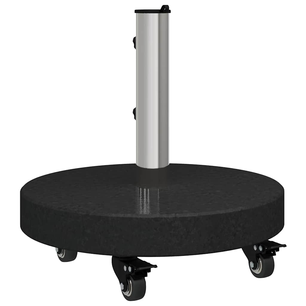 Parasol Base 30kg Black Granite and Stainless Steel Round