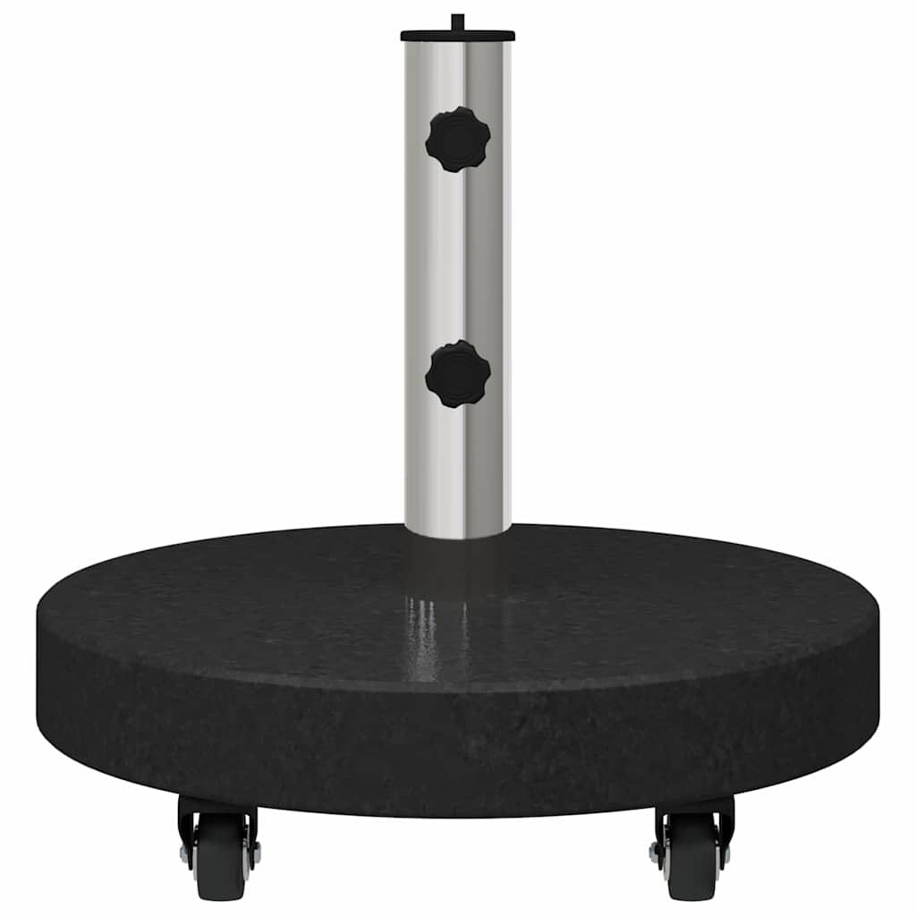 Parasol Base 30kg Black Granite and Stainless Steel Round