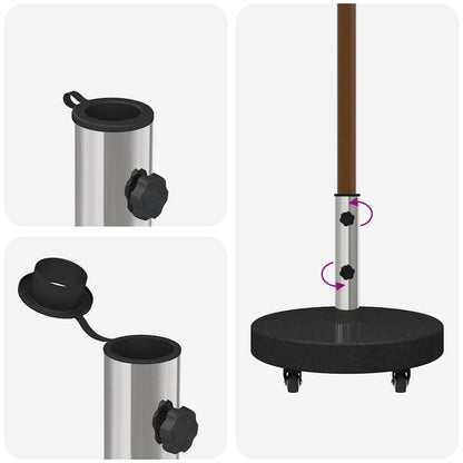 Parasol Base 30kg Black Granite and Stainless Steel Round