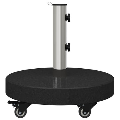 Parasol Base 30kg Black Granite and Stainless Steel Round
