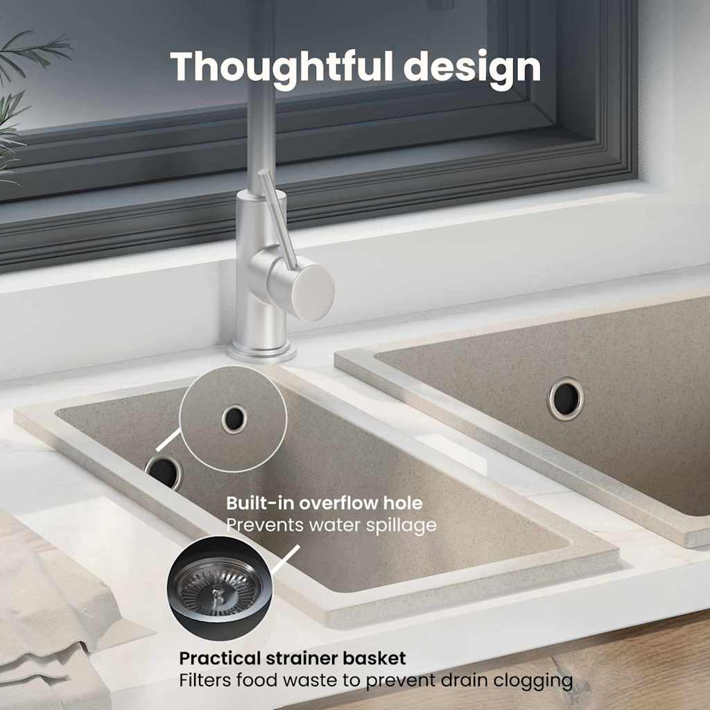 Kitchen Sink Beige 21 x 44 x 14 cm Granite