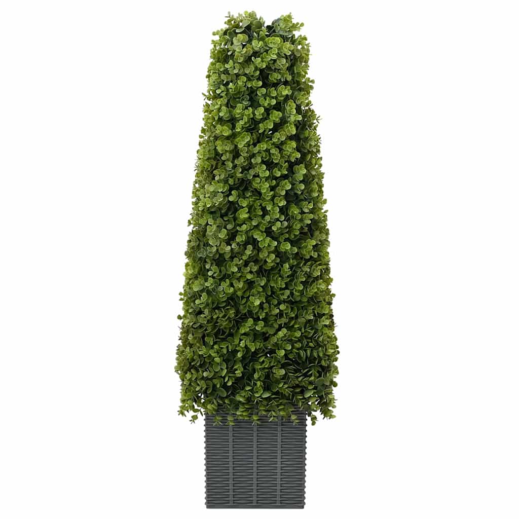 Close-up of the Artificial Plant Eucalyptus Tree with Pot 27x27x90 cm Green, highlighting its realistic leaves and UV resistant features for indoor settings.