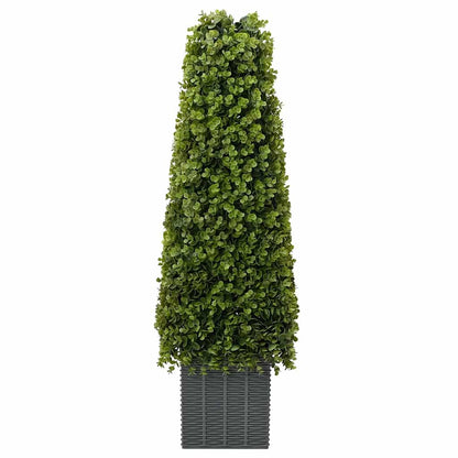 Close-up of the Artificial Plant Eucalyptus Tree with Pot 27x27x90 cm Green, highlighting its realistic leaves and UV resistant features for indoor settings.