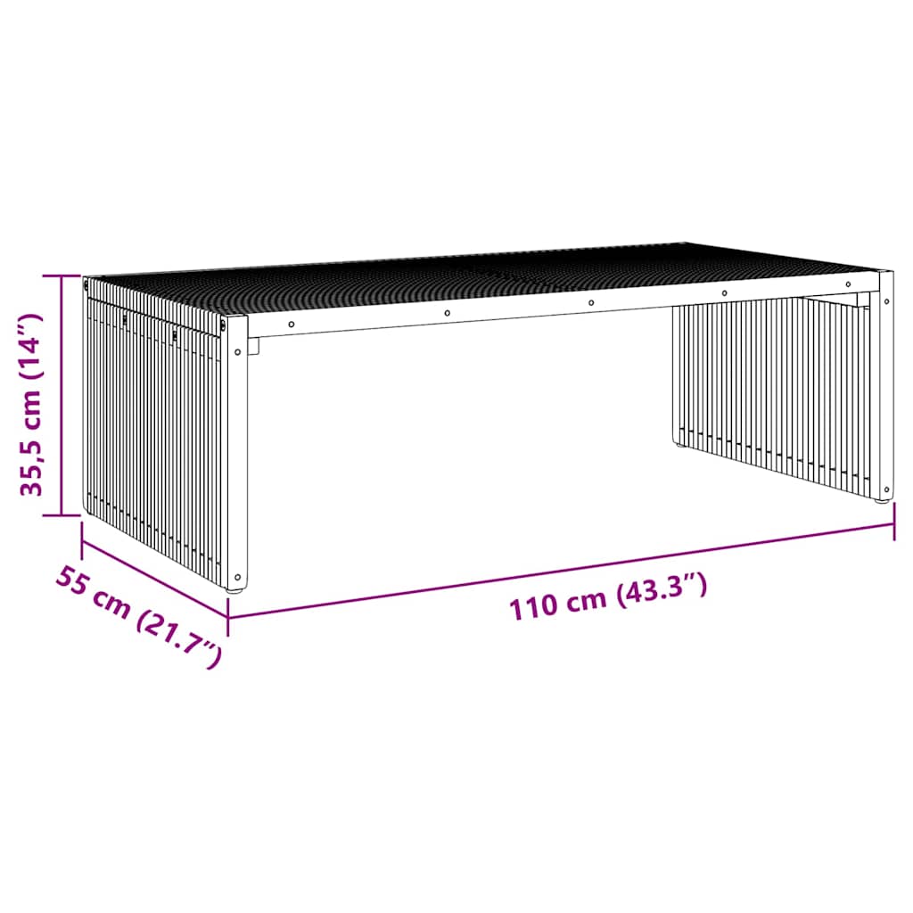 Garden Side Table Brown 110 x 55 x 35.5 cm Solid Teak Wood