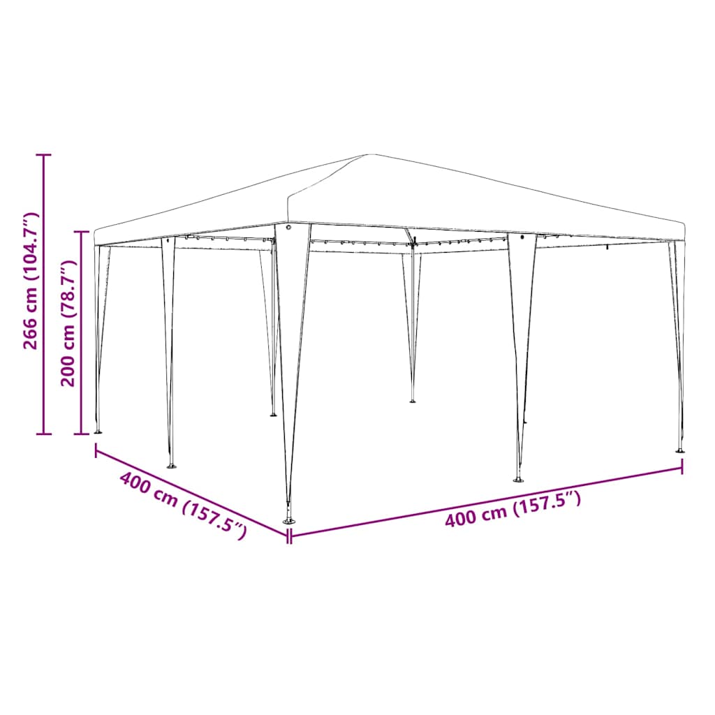 Party Tent Green 400 x 400 x 266 cm Polyethylene and Steel