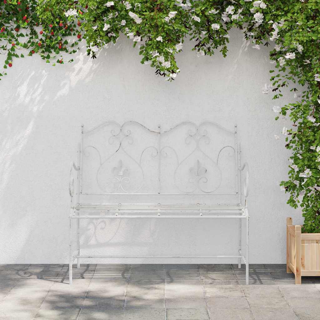 Garden Bench Antique White 104 x 54 x 93 cm Steel