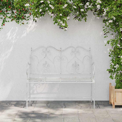 Garden Bench Antique White 104 x 54 x 93 cm Steel