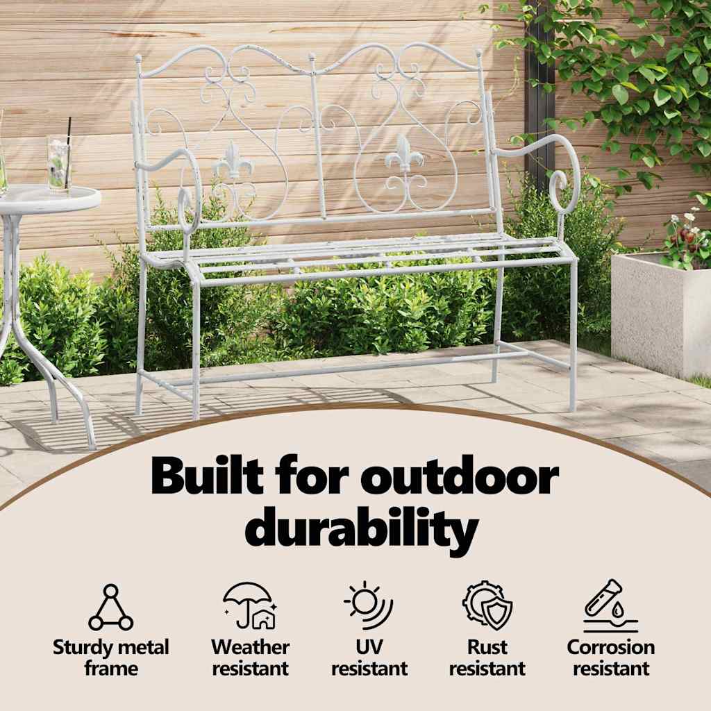 Garden Bench Antique White 104 x 54 x 93 cm Steel