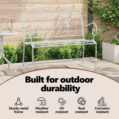 Garden Bench Antique White 104 x 54 x 93 cm Steel