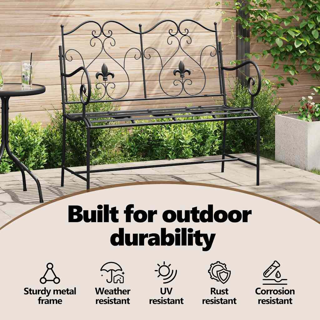 Garden Bench Black 104 x 54 x 93 cm Steel