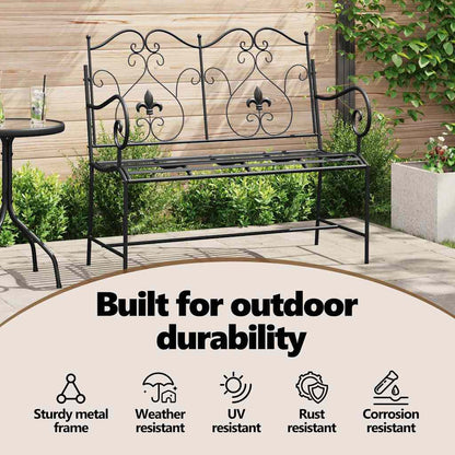 Garden Bench Black 104 x 54 x 93 cm Steel