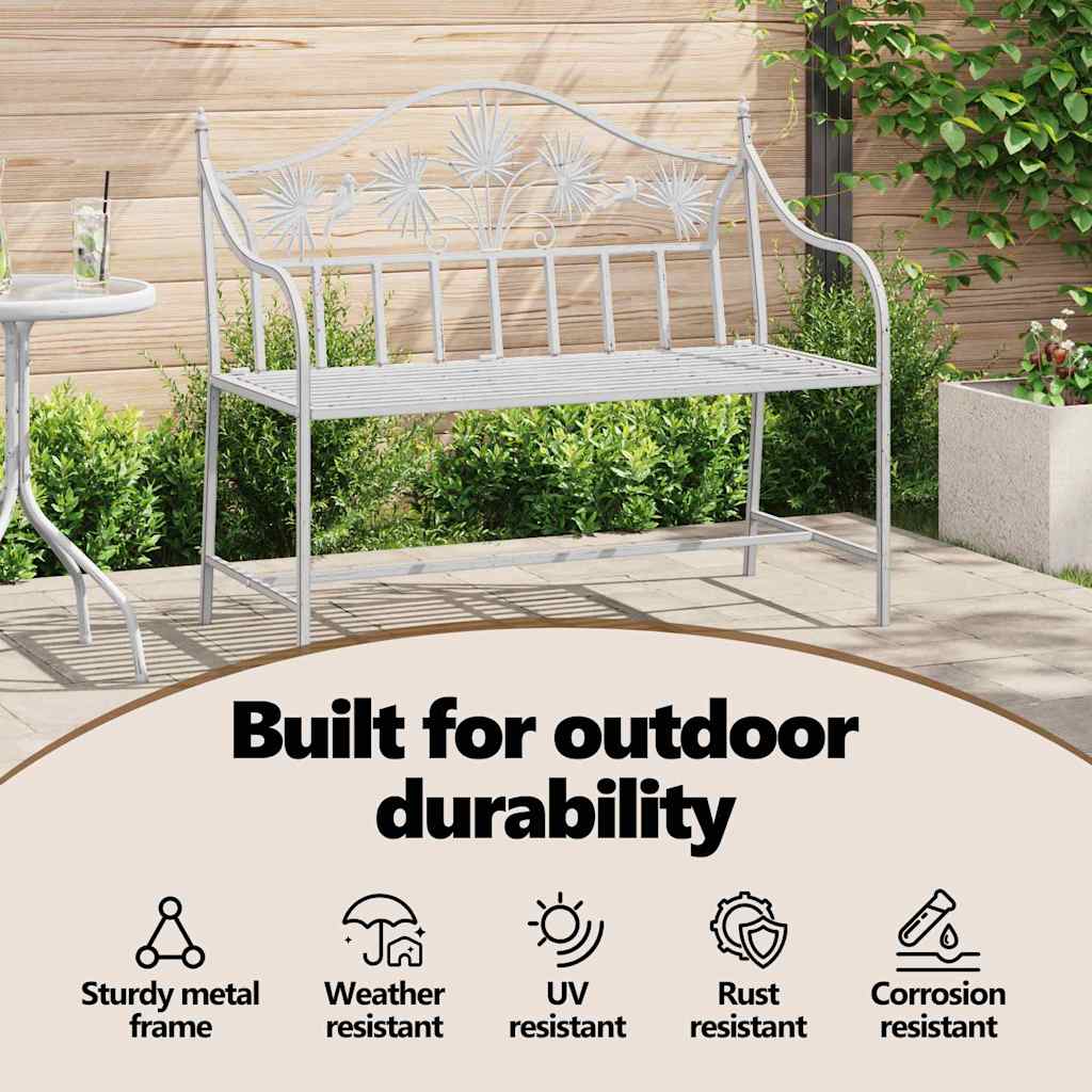 Garden Bench Antique White 104 x 52.5 x 89 cm Steel