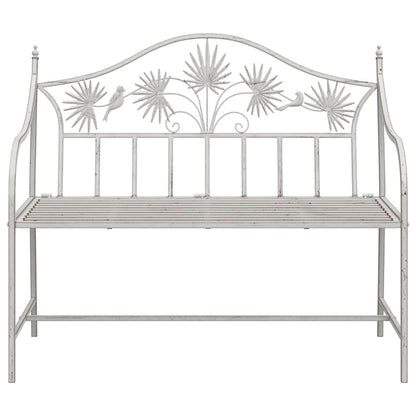Garden Bench Antique White 104 x 52.5 x 89 cm Steel