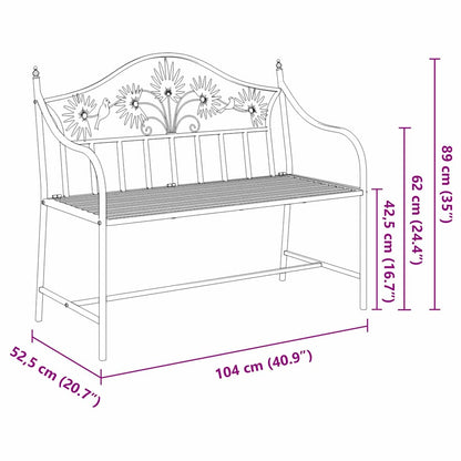 Garden Bench Antique White 104 x 52.5 x 89 cm Steel