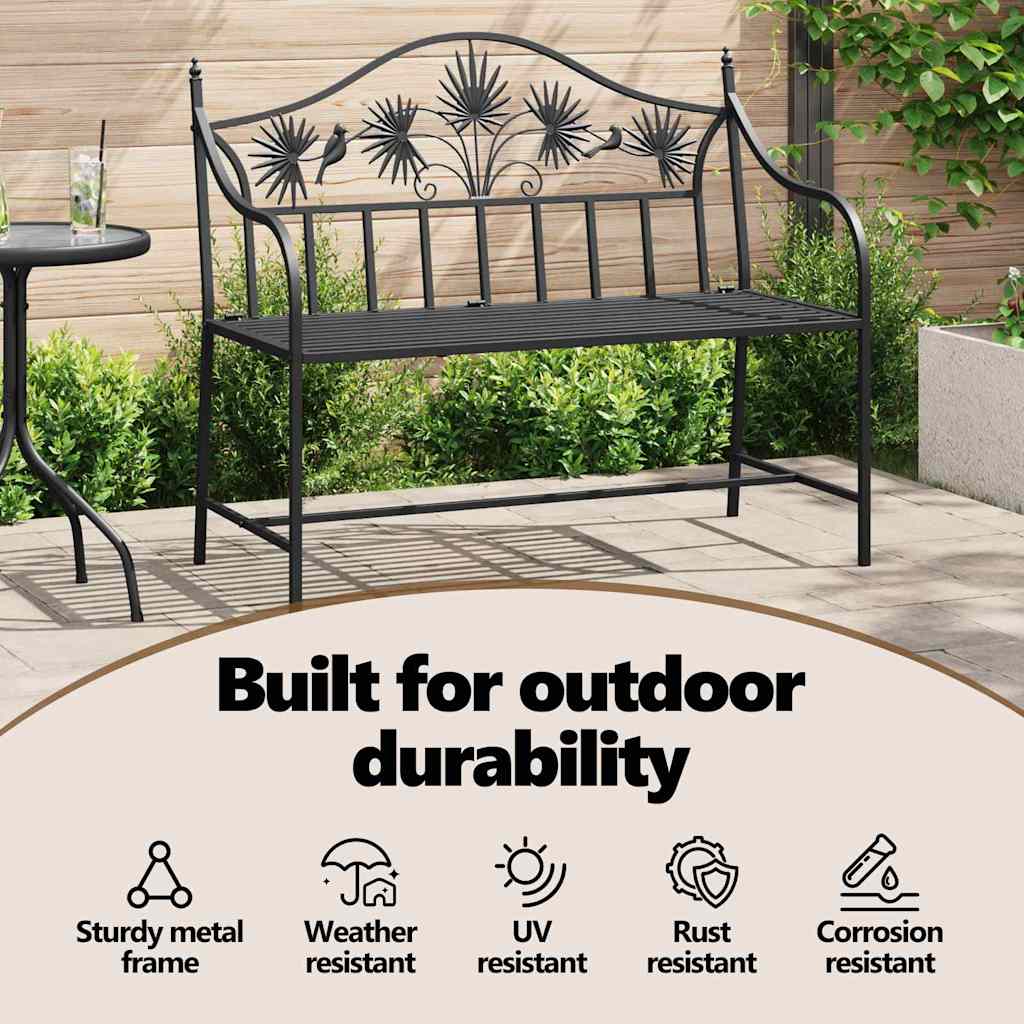 Garden Bench Black 104 x 52.5 x 89 cm Steel