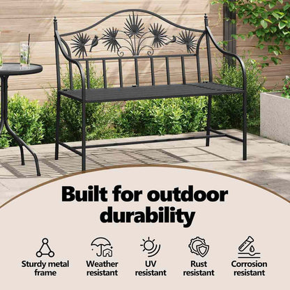 Garden Bench Black 104 x 52.5 x 89 cm Steel