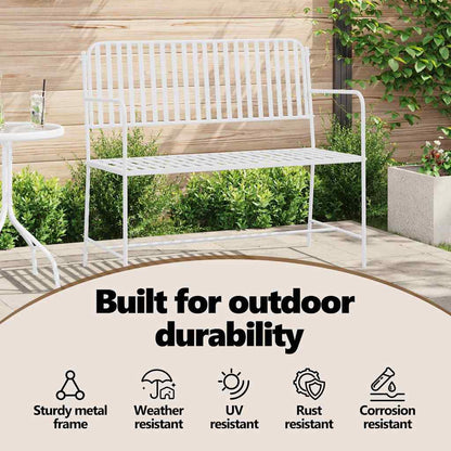 Garden Bench Plain White 103.5 x 51.5 x 90 cm Steel