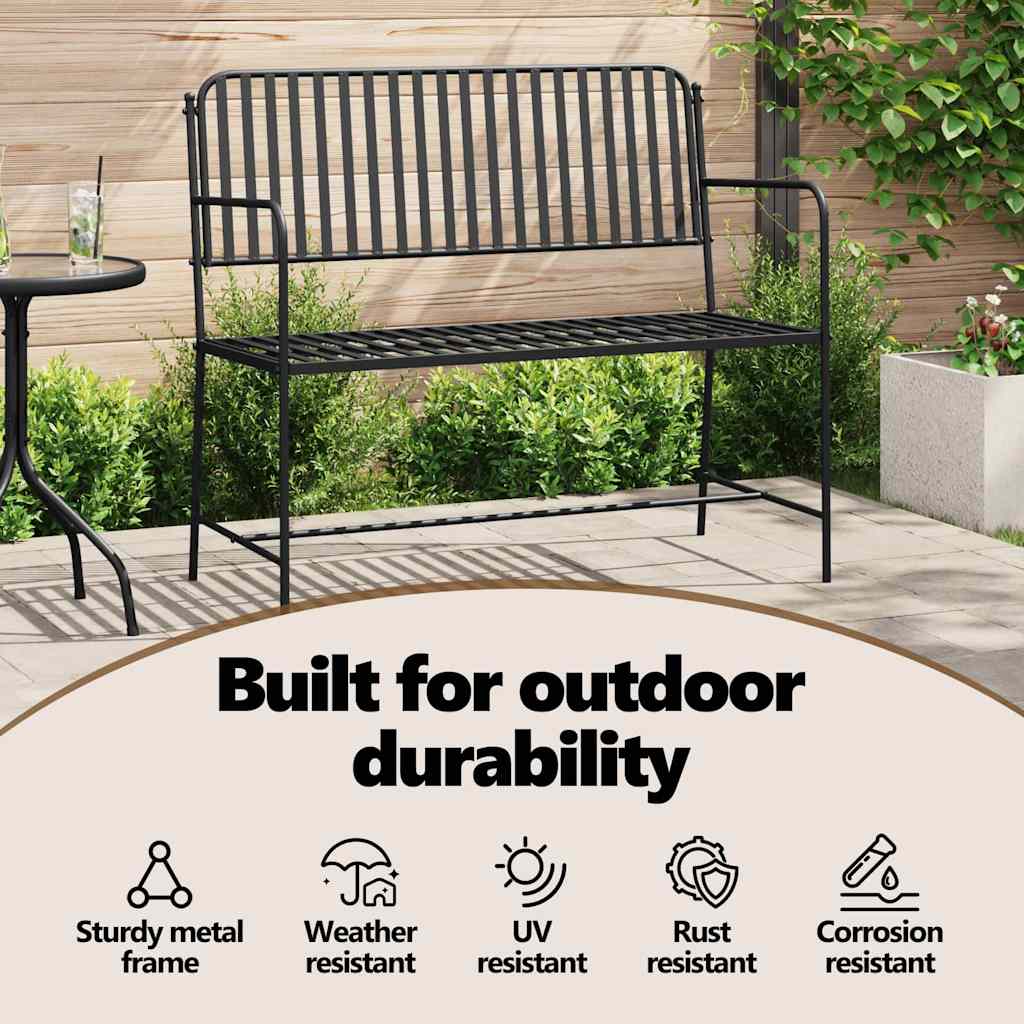 Garden Bench Black 103.5 x 51.5 x 90 cm Steel