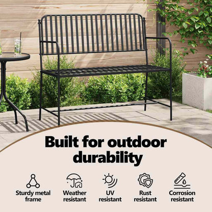 Garden Bench Black 103.5 x 51.5 x 90 cm Steel