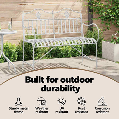 Garden Bench Antique White 103.5 x 59 x 89 cm Steel