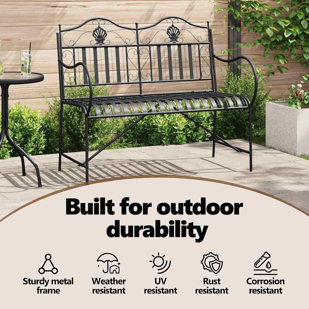 Garden Bench Black 103.5 x 59 x 89 cm Steel