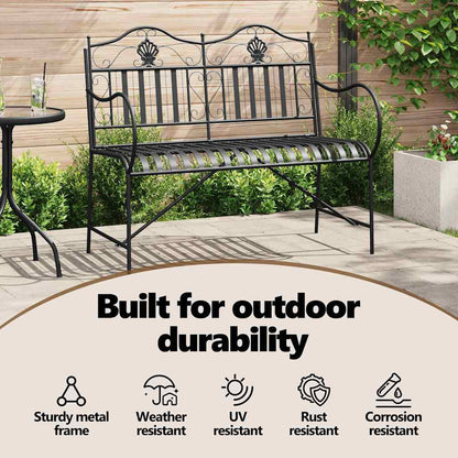 Garden Bench Black 103.5 x 59 x 89 cm Steel