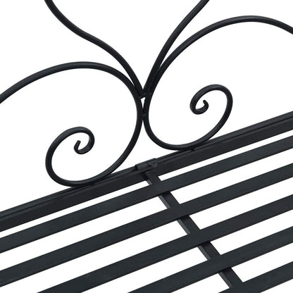 Garden Bench Black 121 x 48 x 200 cm Steel