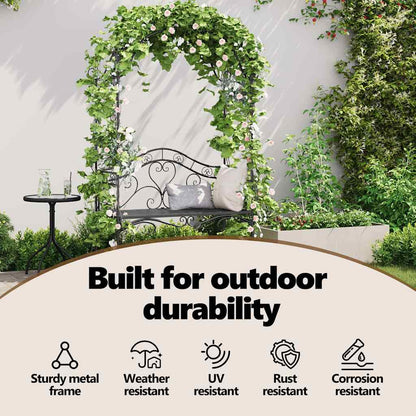 Garden Bench Black 121 x 48 x 200 cm Steel