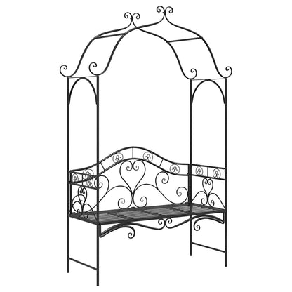 Garden Bench Black 121 x 48 x 200 cm Steel