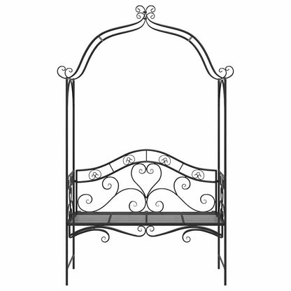 Garden Bench Black 121 x 48 x 200 cm Steel