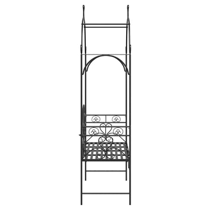 Garden Bench Black 121 x 48 x 200 cm Steel