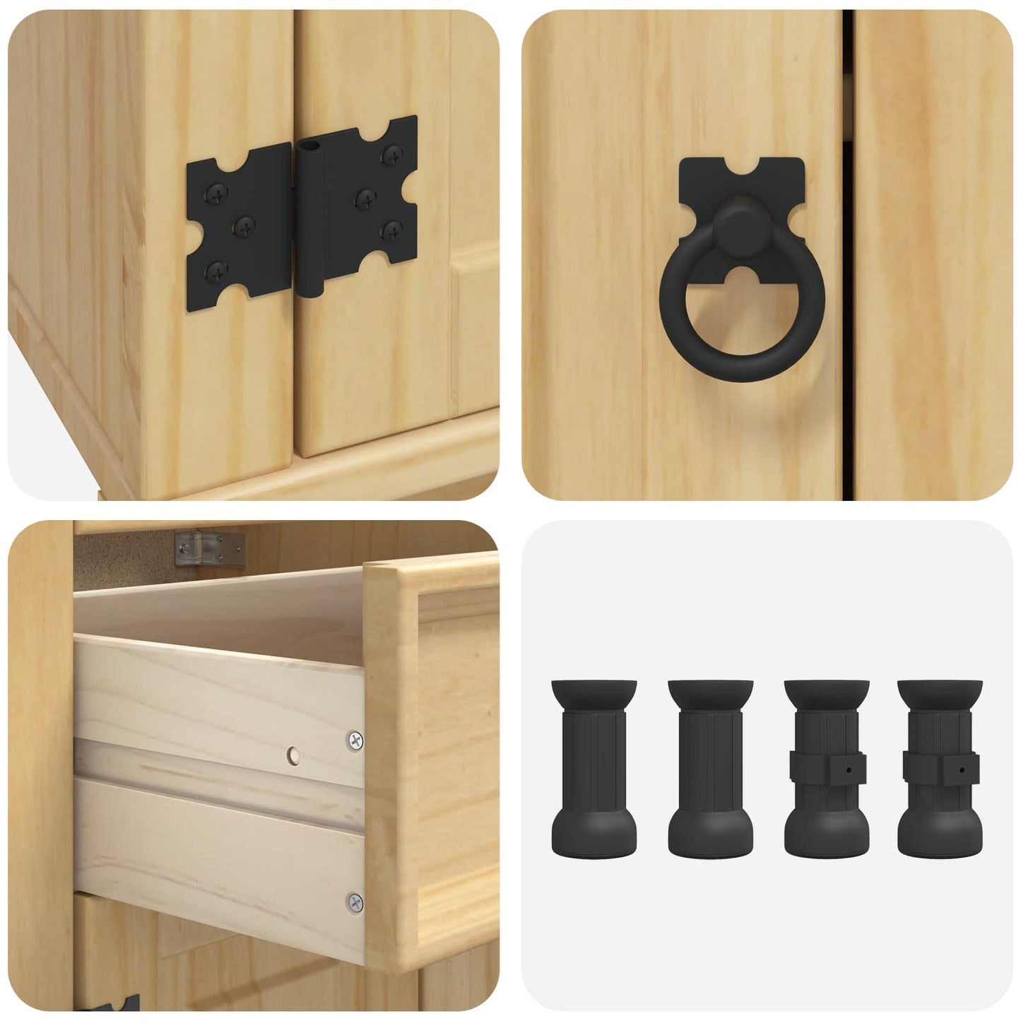 Cabinet SKI Honey Brown 80 x 46 x 81 cm Solid Pine Wood