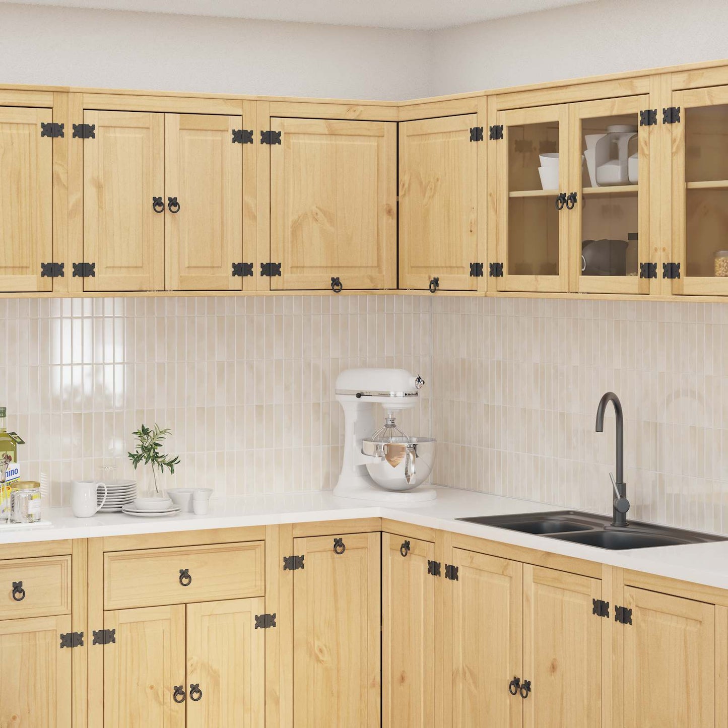Cabinet SKI Honey Brown 80 x 80 x 60 cm Solid Pine Wood