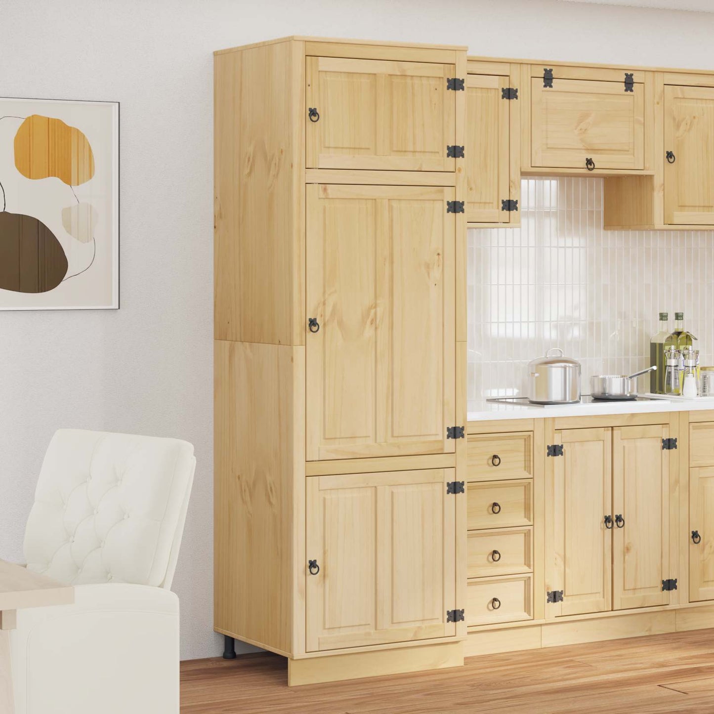 Cabinet SKI Honey Brown 66 x 58 x 207 cm Solid Pine Wood