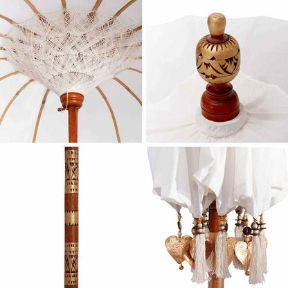 Balinese Parasol Cream 190 x 190 x 260 cm Cotton and solid wood