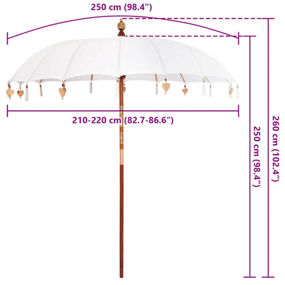 Balinese Parasol Cream 220 x 220 x 260 cm Cotton and solid wood