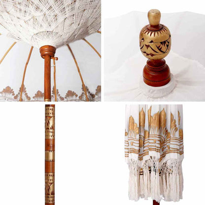Balinese Parasol Cream 190 x 190 x 260 cm Cotton and solid wood