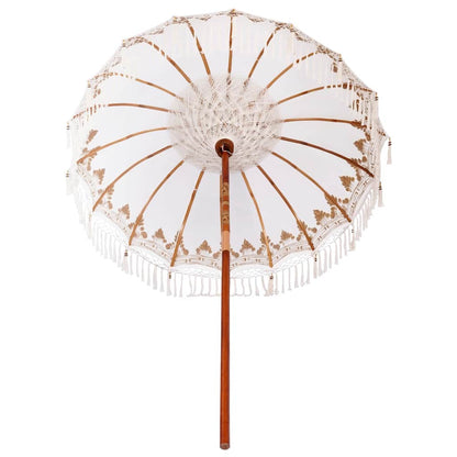 Balinese Parasol Cream 190 x 190 x 260 cm Cotton and solid wood