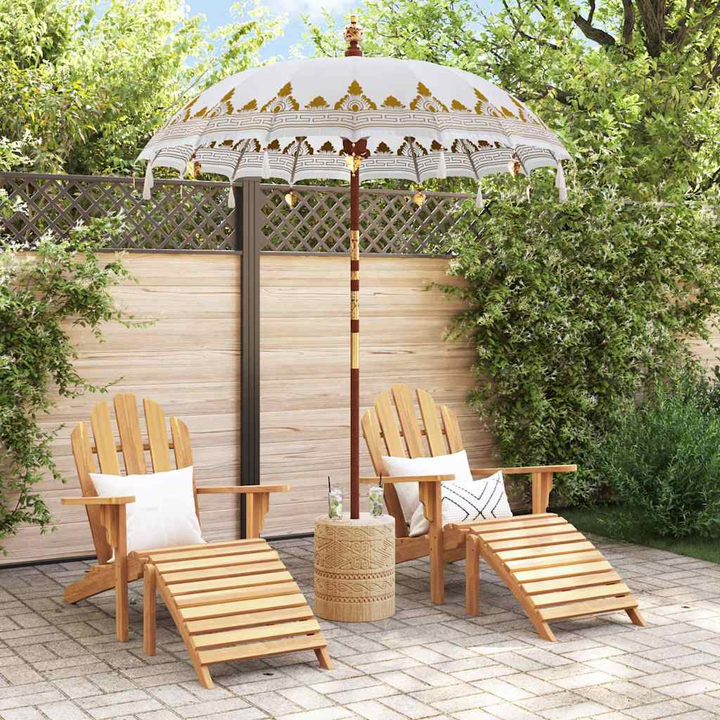 Balinese Parasol Cream 190 x 190 x 260 cm Cotton and Wood