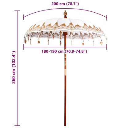Balinese Parasol Cream 190 x 190 x 260 cm Cotton and Wood