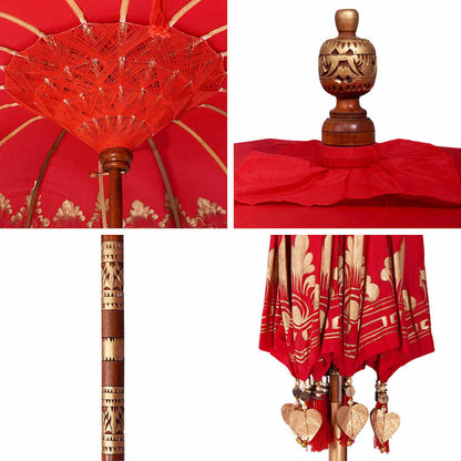 Balinese Parasol Red (180-190) x 260 cm Cotton and Wood