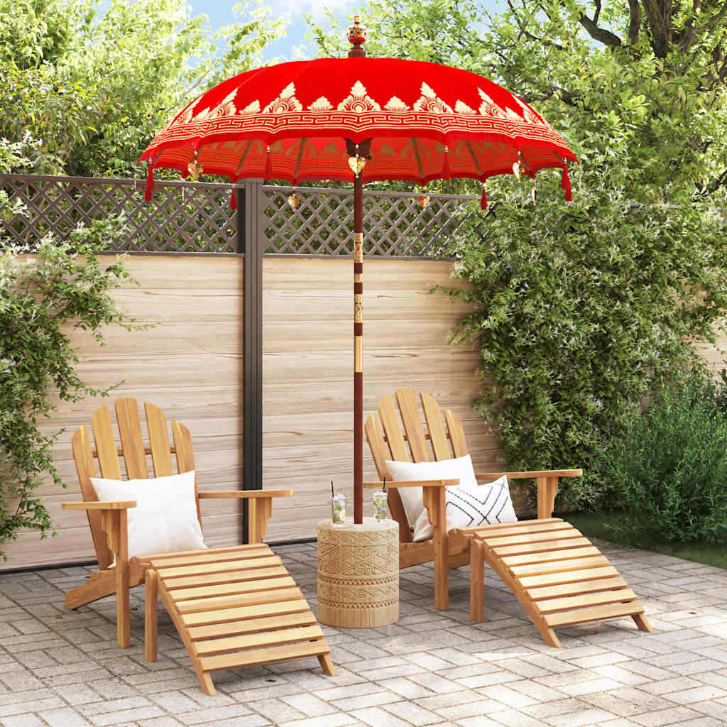 Balinese Parasol Red (180-190) x 260 cm Cotton and Wood