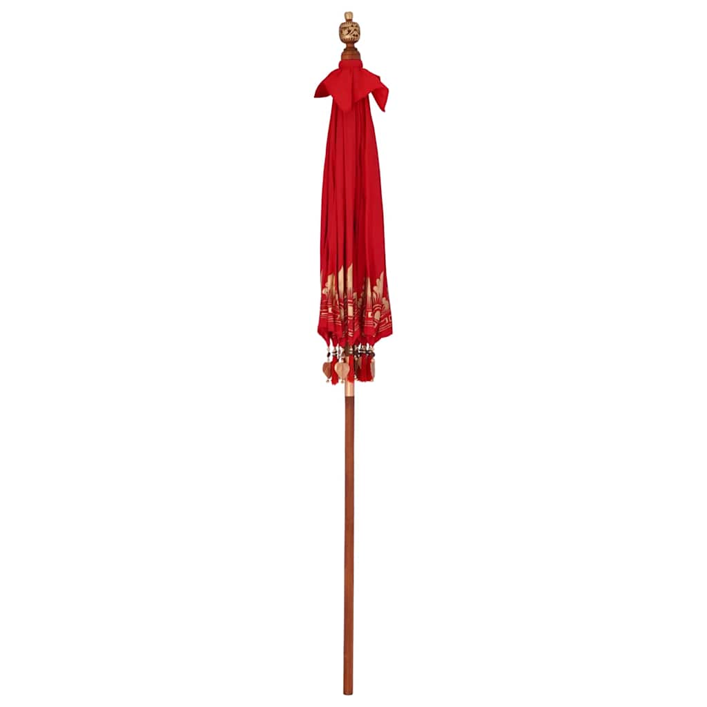 Balinese Parasol Red (180-190) x 260 cm Cotton and Wood