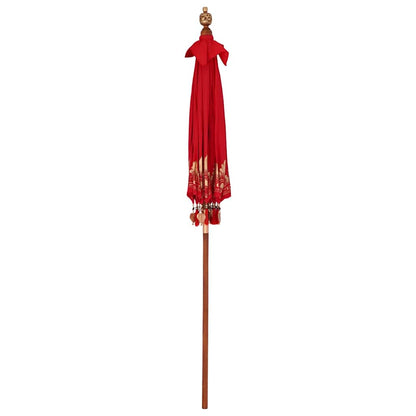 Balinese Parasol Red (180-190) x 260 cm Cotton and Wood