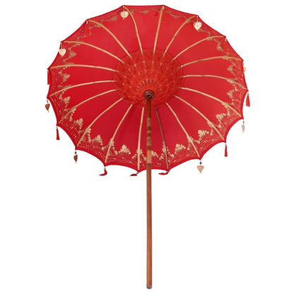 Balinese Parasol Red (180-190) x 260 cm Cotton and Wood