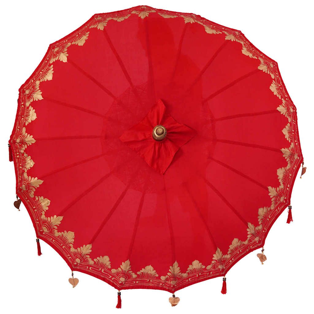 Balinese Parasol Red (180-190) x 260 cm Cotton and Wood
