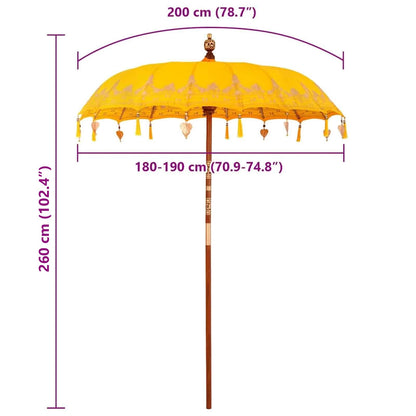 Balinese Parasol Yellow (180-190) x 260 cm Cotton and Wood